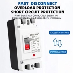 Siguranta automata DC PV SINOTIMER SM8-125PV, 125A, 2P, 600V DC, disjunctor fotovoltaic, protectie suprasarcina si scurtcircuit